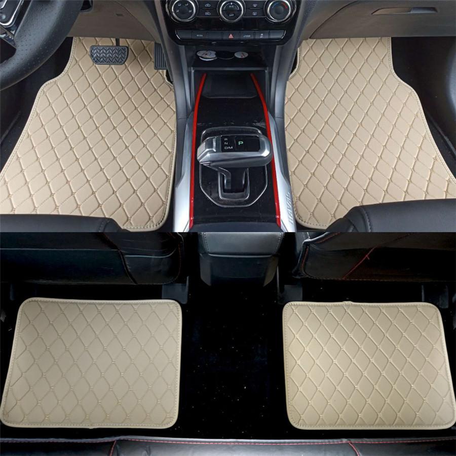 4x Black PU leather Car Floor Mats Carpet Interior Waterproof Universal