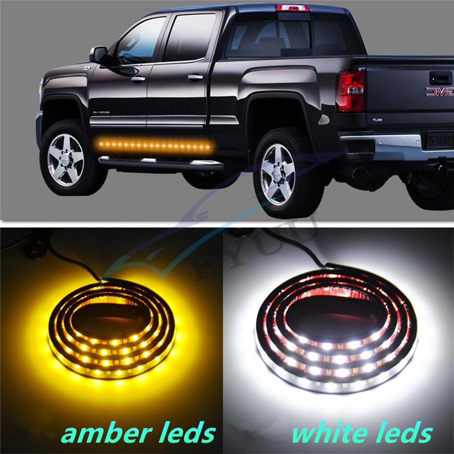 2X Waterproof 24" Running Board Side Step LED Lights Amber+White Turn