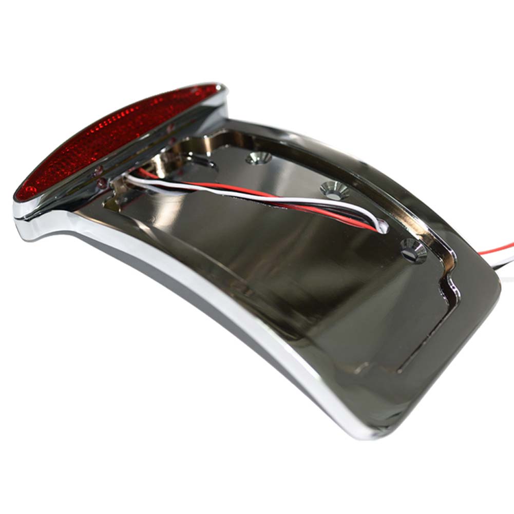 Motorcycle Curved Side Axle Mount License Plate Assembly LED Tail Light