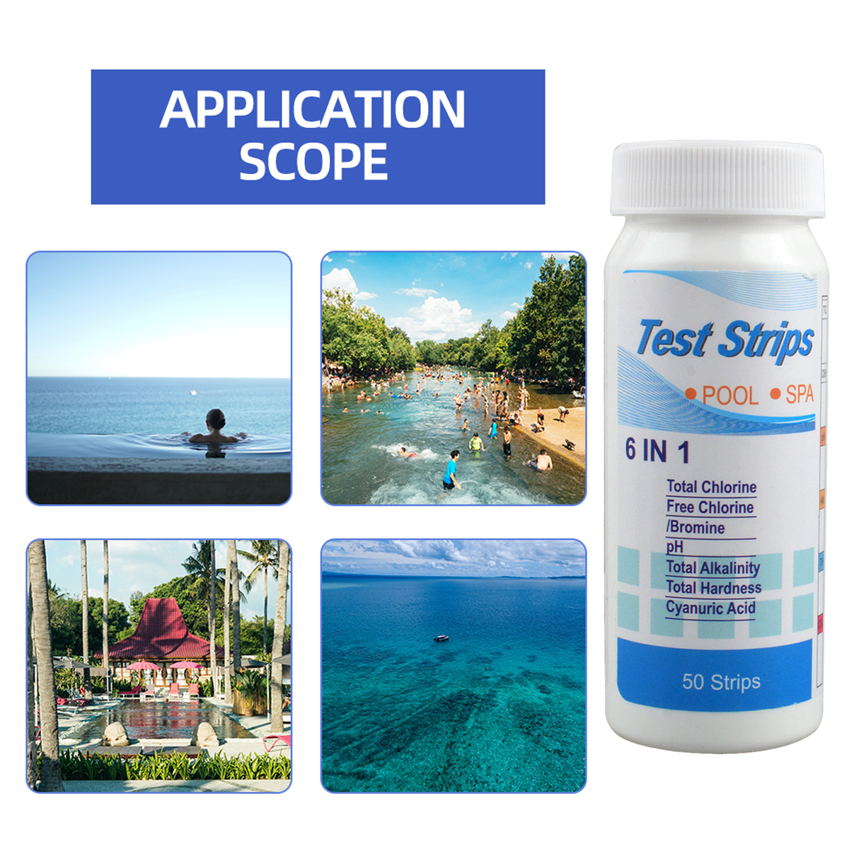100 Or 50 Chlorine Dip Test Strips For Spa Hot Tub Swimming Pool, PH Tester Paper