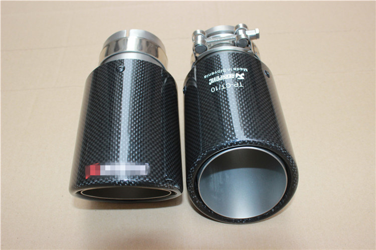 Real Carbon Fiber Car Exhaust Clamp-on Tip 63MM Universal Muffler Trim Cover NEW