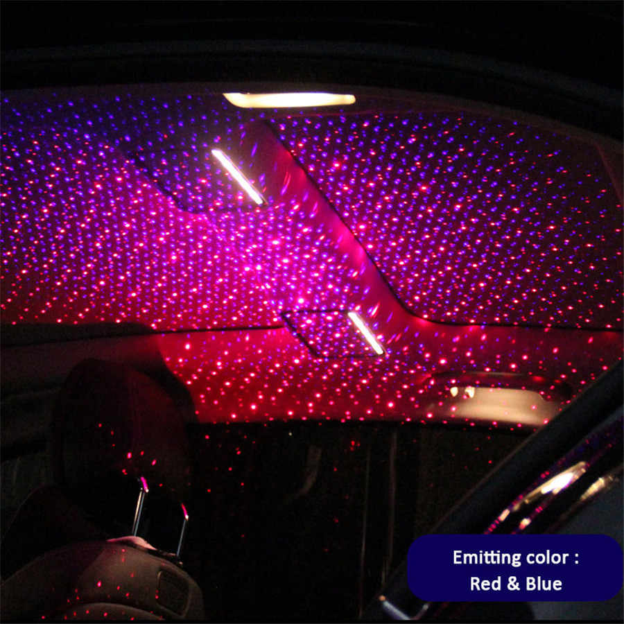 Details About Car Roof Star Lights Projector Ceiling Decoration Interior Galaxy Lamp Red Blue
