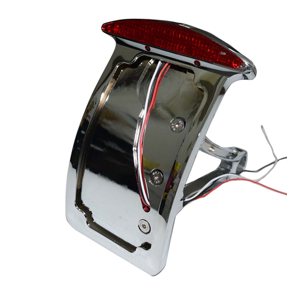 Motorcycle Curved Side Axle Mount License Plate Assembly LED Tail Light
