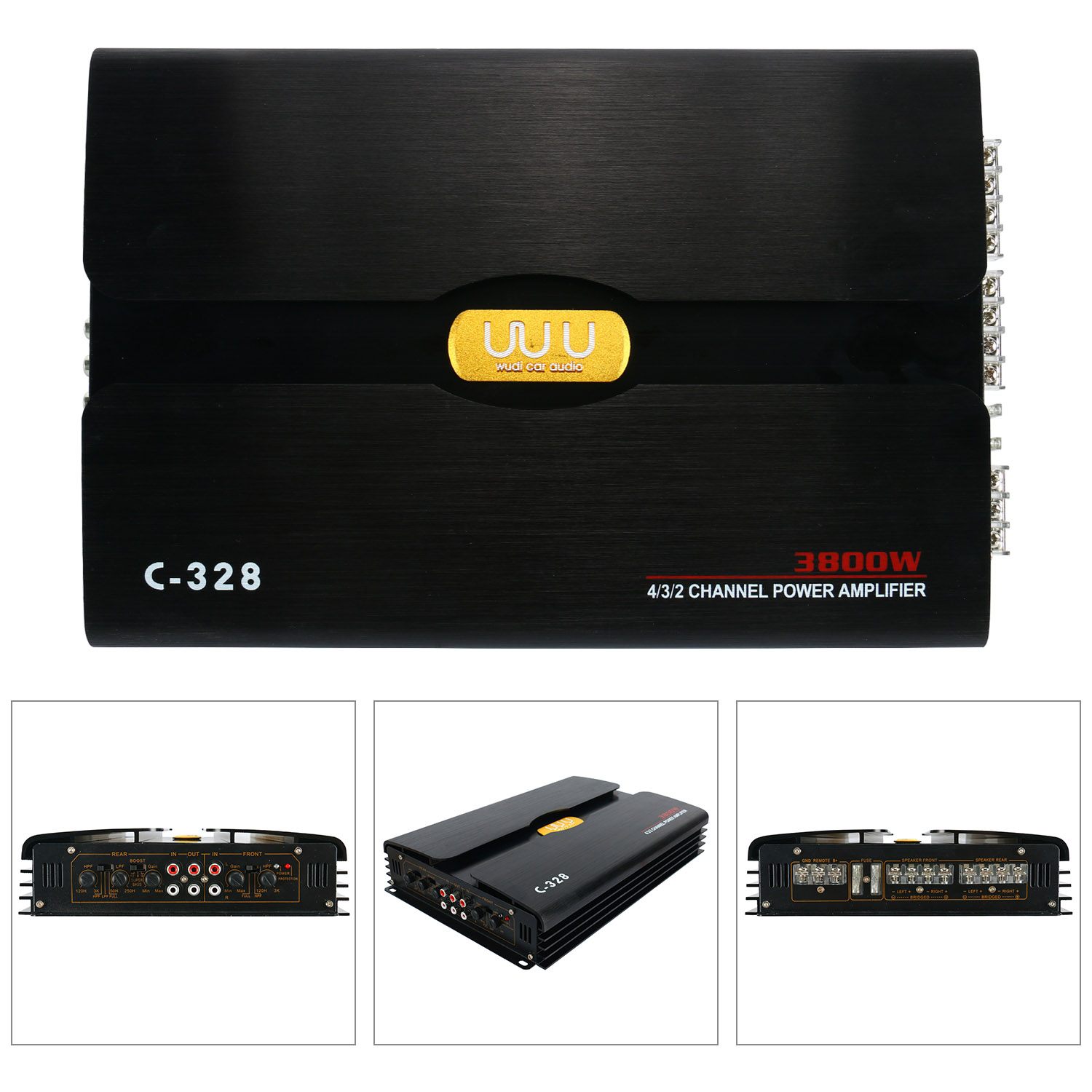 AMP 3800 BT 5.0 Amplificateur HiFi, 2 x 120 watts + 3 x 50 watts RMS, Fonction Bluetooth, Port USB, Emplacement SD, 2 connexions pour  microphone, Entrée stéréo DVD, Sortie lignestéréo