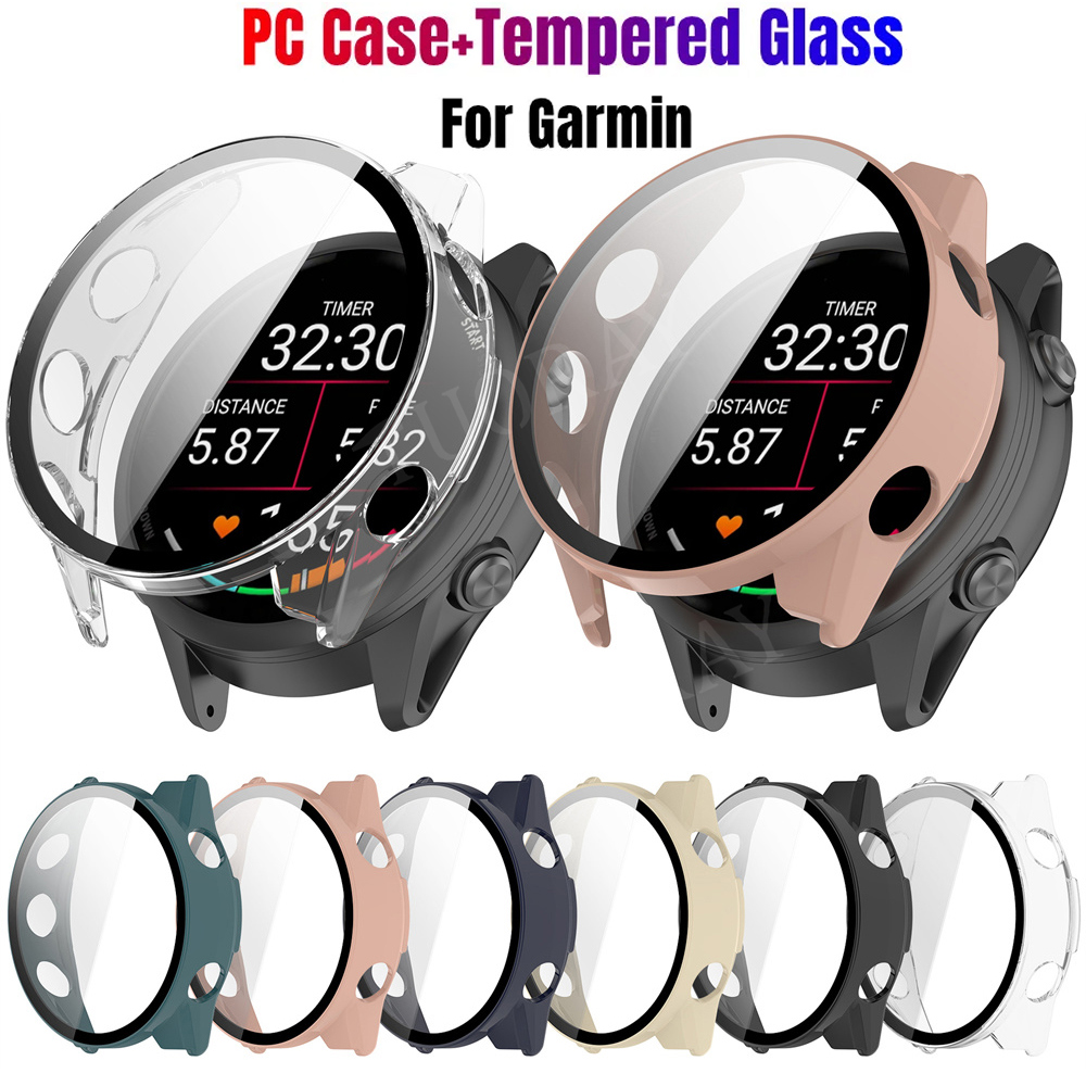 Custodia Protettiva Con Vetro Temperato Per Garmin Instinct 3 50mm AMOLED/Solar – Cover Rigida In PC, Nera