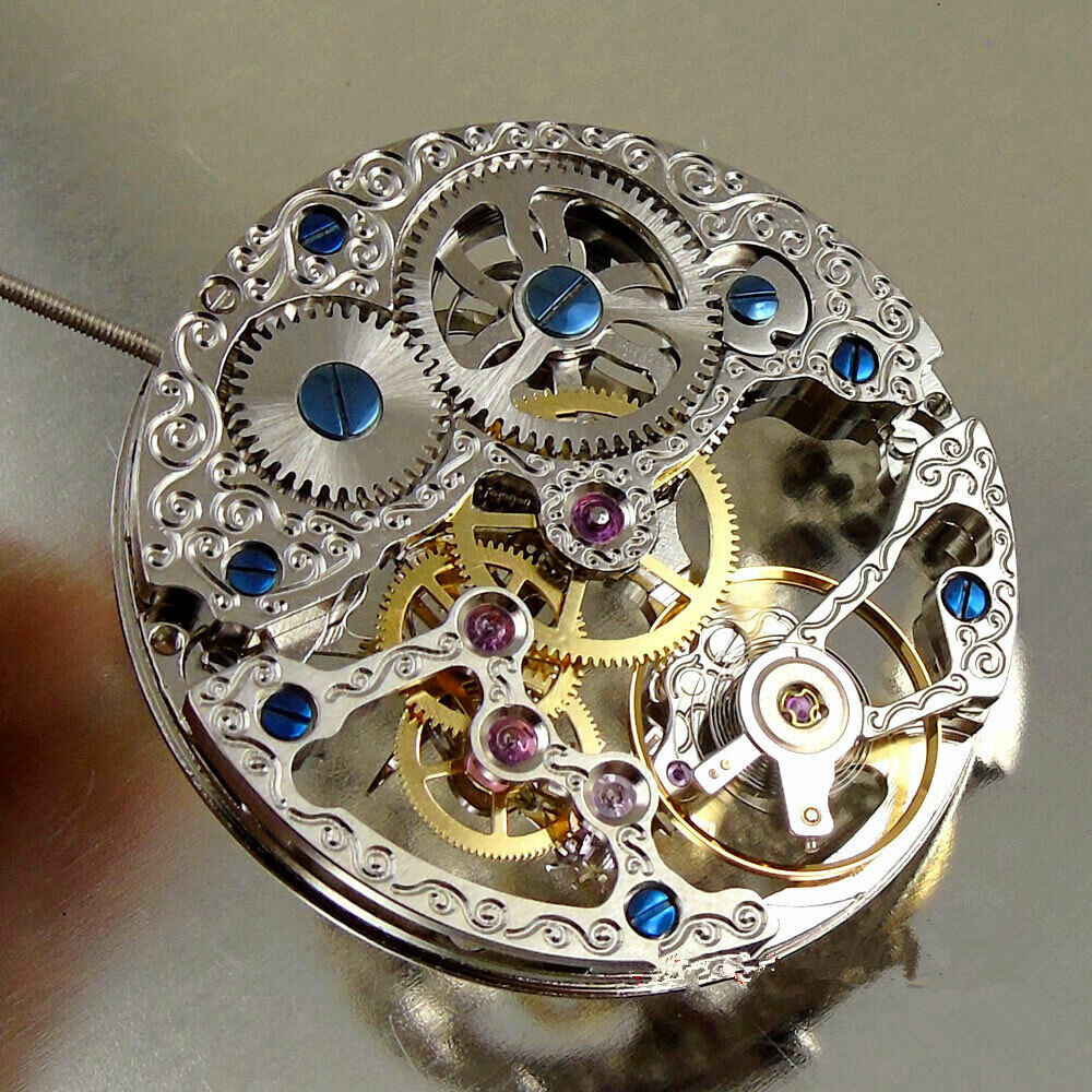 クラシック jkmegaton 17 Jewels Mechanical Silver Skeleton Hand Winding 6498