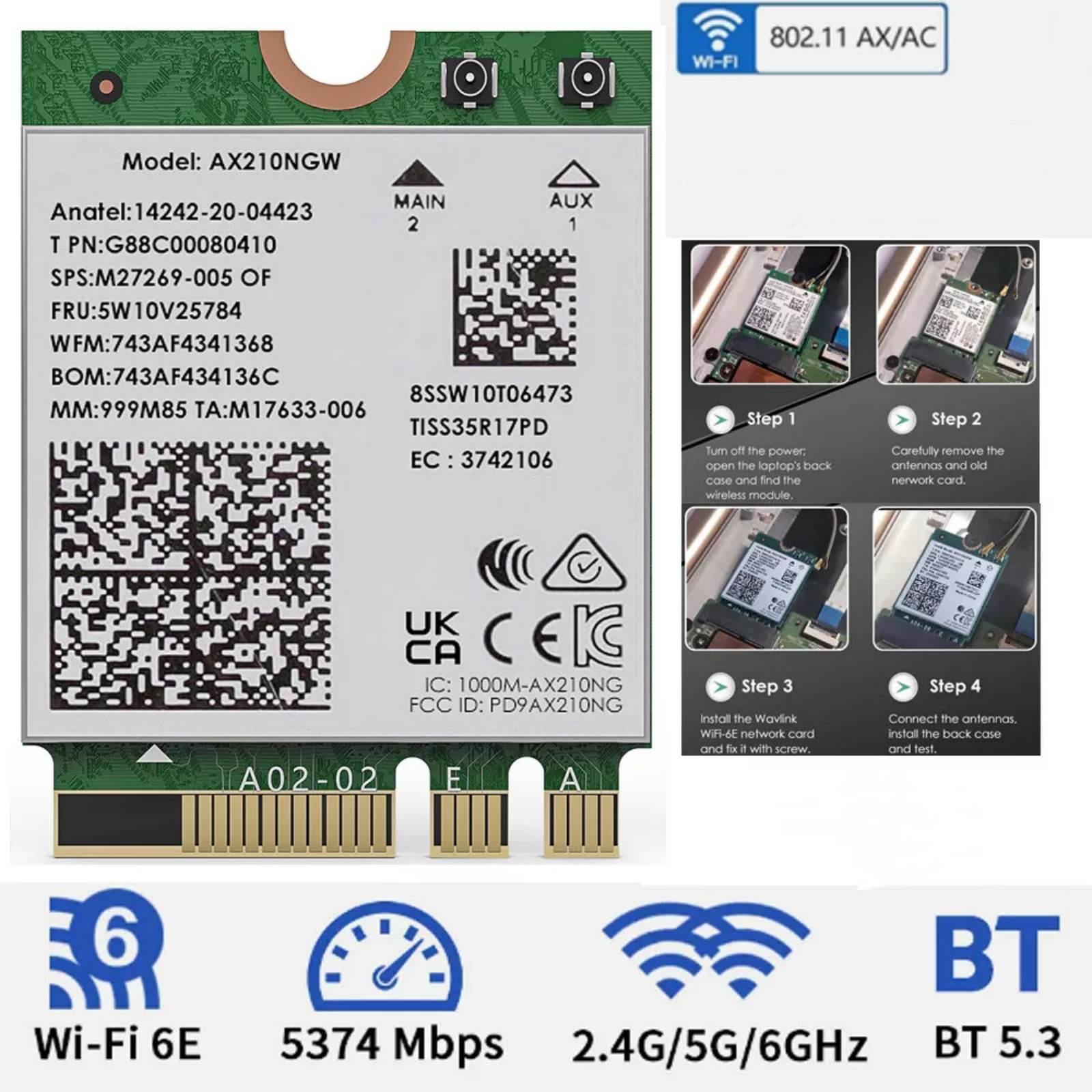 WiFi 6E AX5400 M.2 Module Compliant With 802.11 Ax Specification For ...