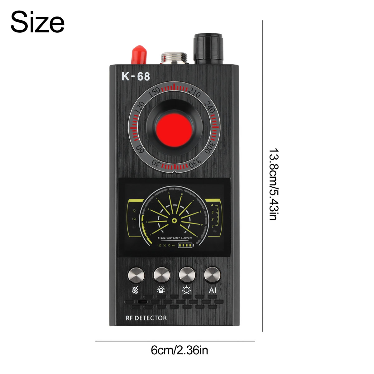 K68 Anti-Spy RF Detector - Camera, GPS, Audio Bug Finder - 1MHz To 8GHz, Portable Tracker