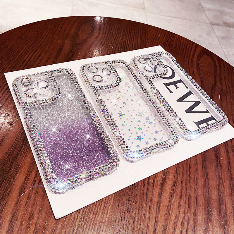 For iPhone 14 13 Pro Max 12 11 XR Sparkle Bling Star Crystal Clear