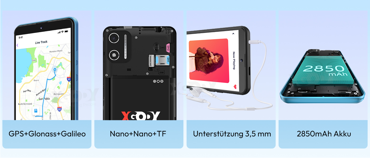 Ohne Vertrag Smartphone Neu XGODY X32 Smartphone 2025 – Android 14, 4G Dual SIM, 16 GB, Octa Core Octa Core Handy 16GB