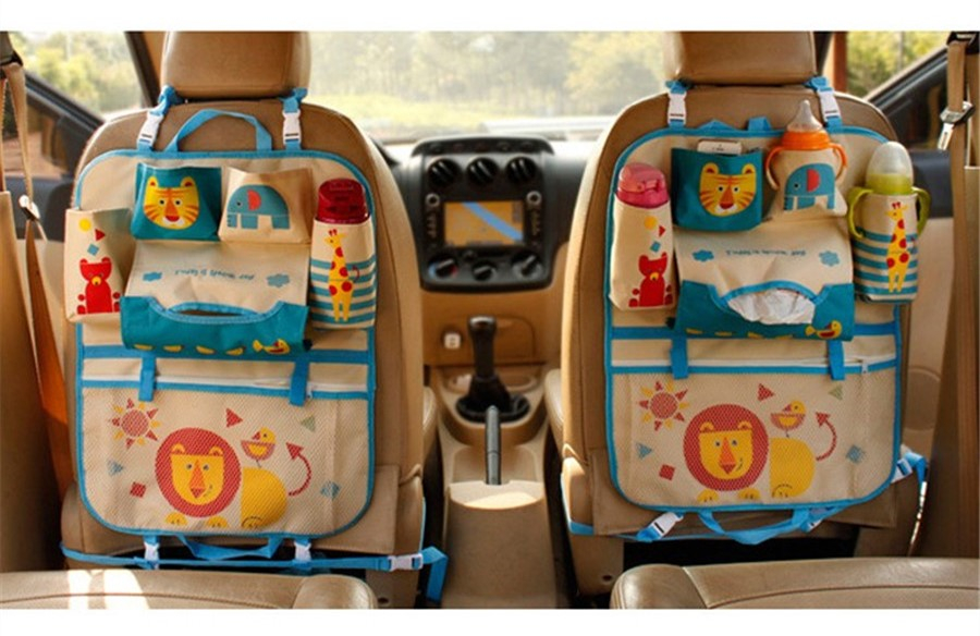 Cartoon Car Seat Back Multi-Pocket Storage Bag Organizer Holder For Kids Baby