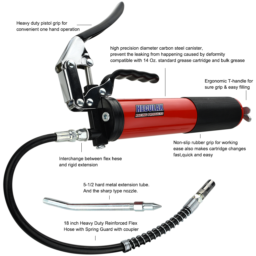 High Pressure Grease Gun 6000 PSI Heavy Duty Pistol Grip Lever Handle ...