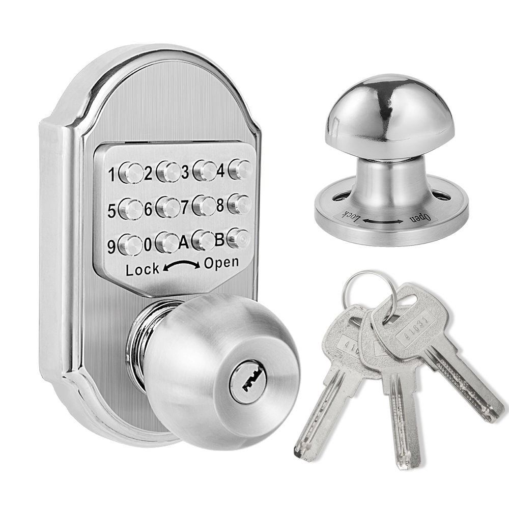 Mechanical Keyless Entry Door Lock Digital Code Keypad Knob Combination