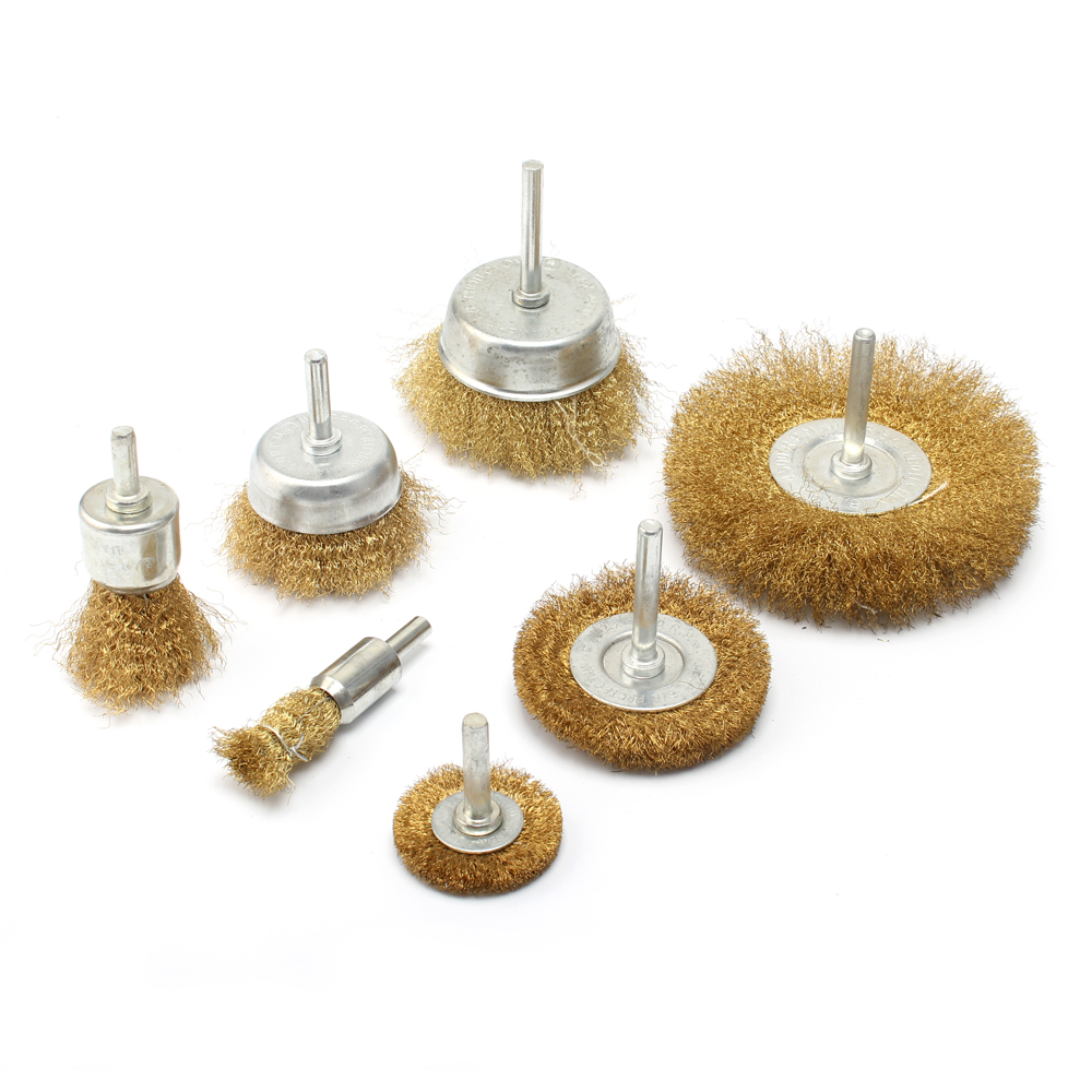 4 Pcs Polishing Brass Wire Shank Horse Hair Brush Sets for Clean