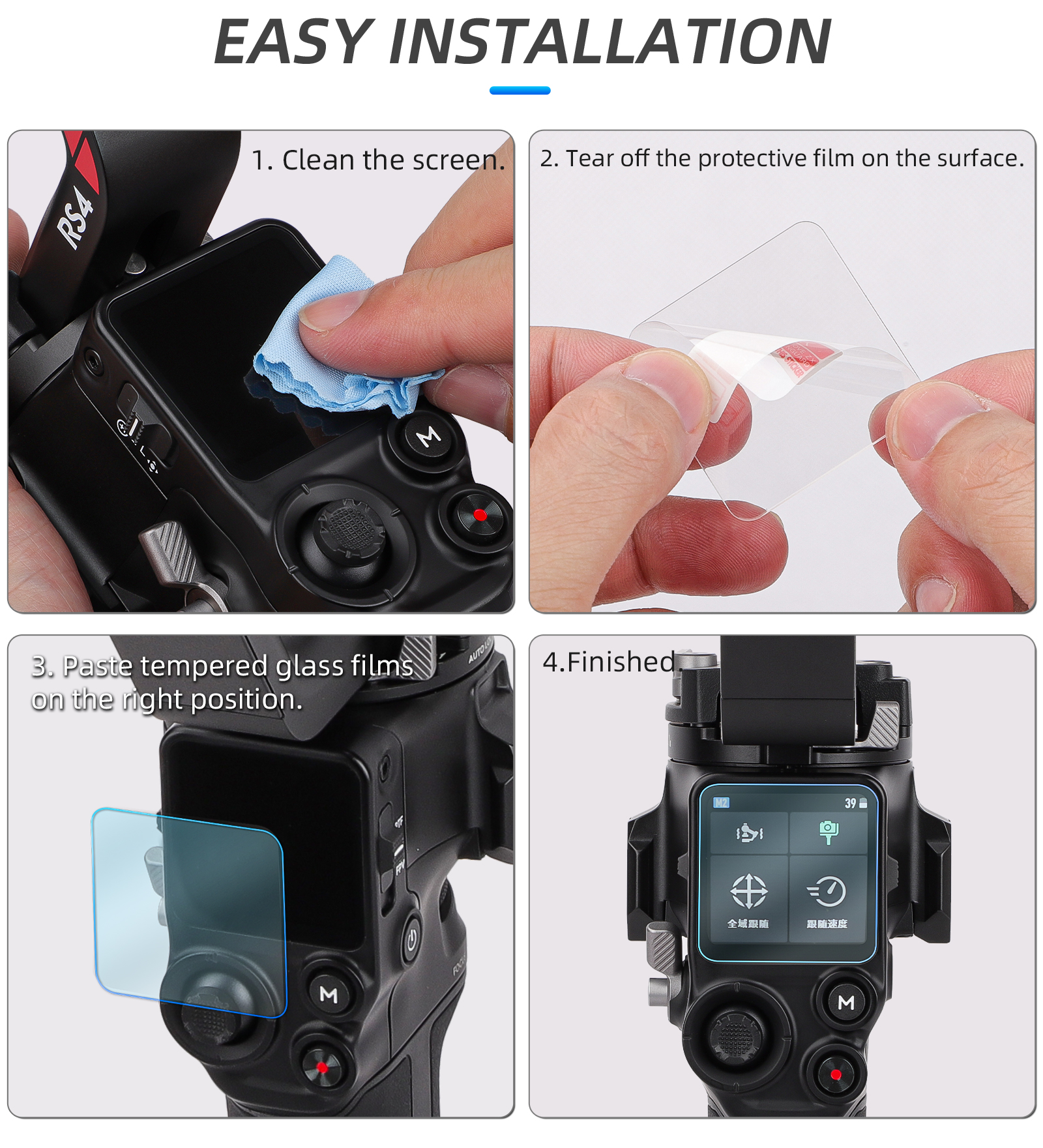 Anbee DJI Ronin Screen Protectors - 2Pack Tempered Glass 9H Hardness For RS 4/RS 3 Gimbals