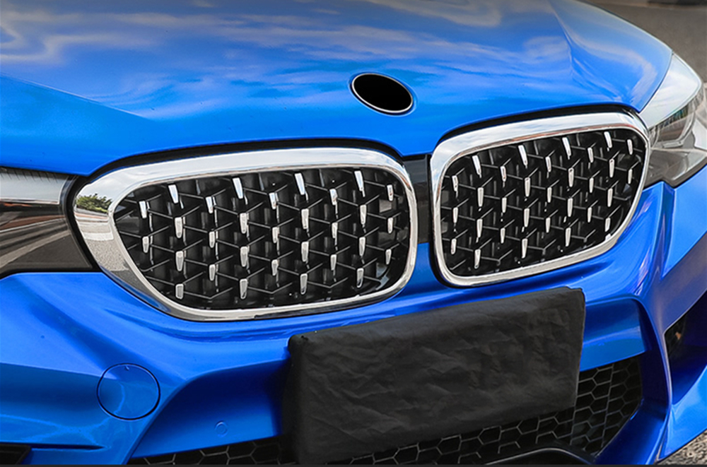 Front Diamond Kidney Grill Grille Silver For BMW 5 Series G30 G38 2017