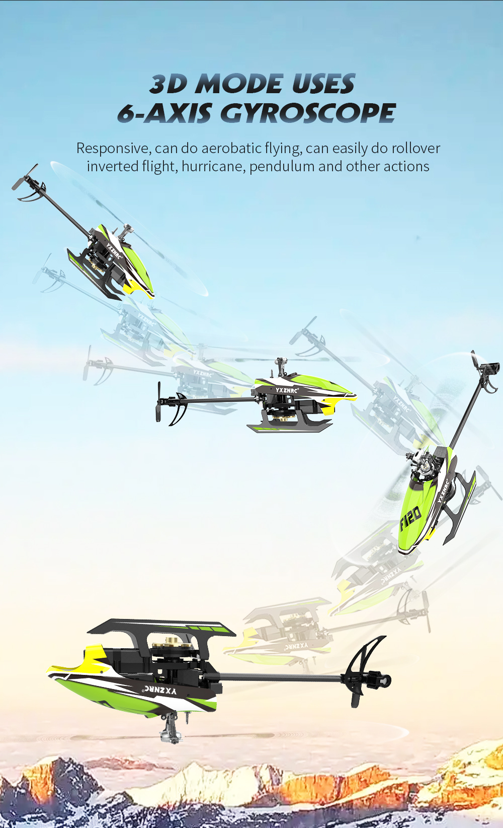 ラジコンヘリコプター YXZNRCE F120 
 充電器 予備パーツ付き YXZNRC F120 RC Helicopter 2.4G 6CH 6-Axis Gyro 3D6G Direct