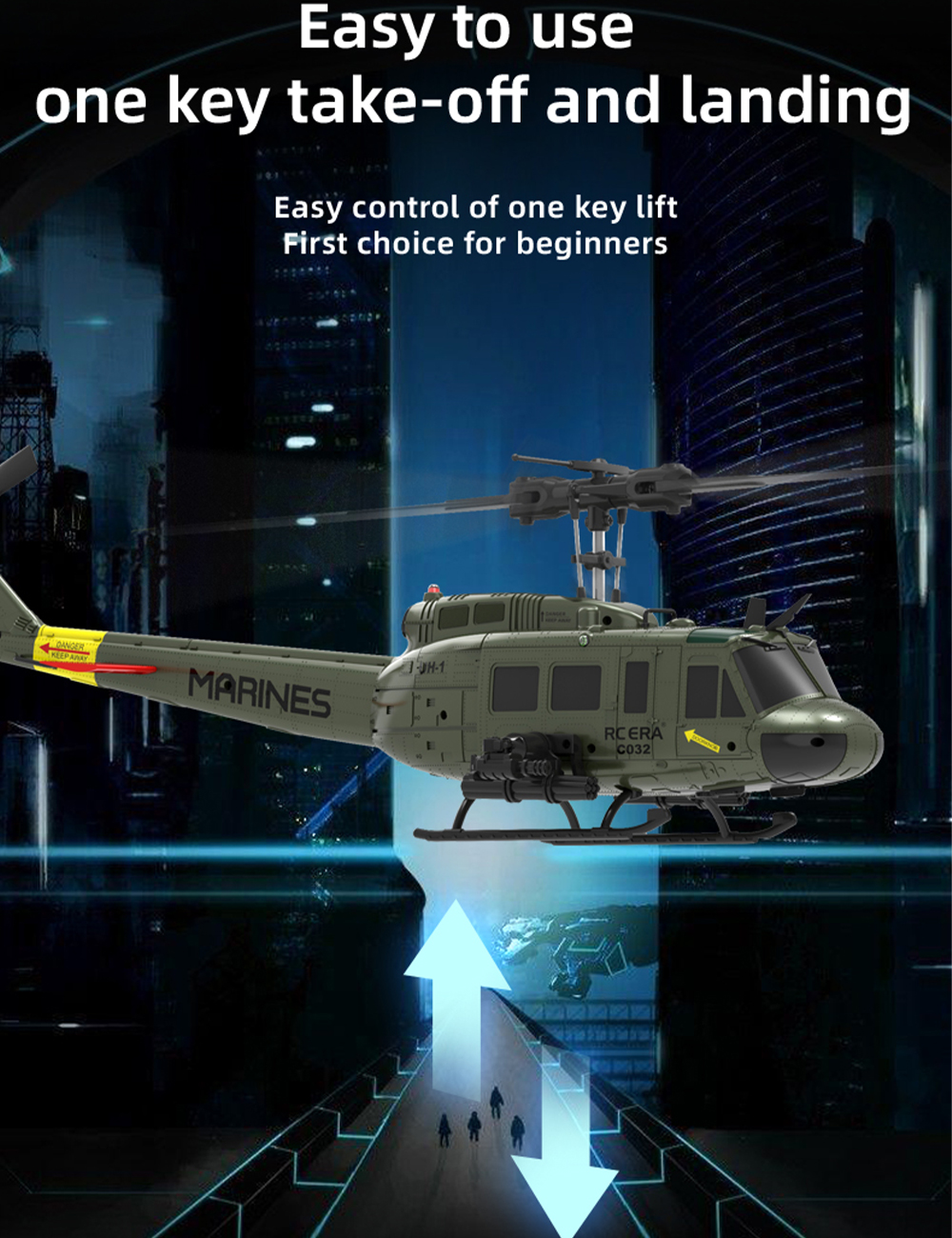 RC ERA C032 Huey UH-1 RC Helicopter 1/48 Gyro 6CH 3D One-key