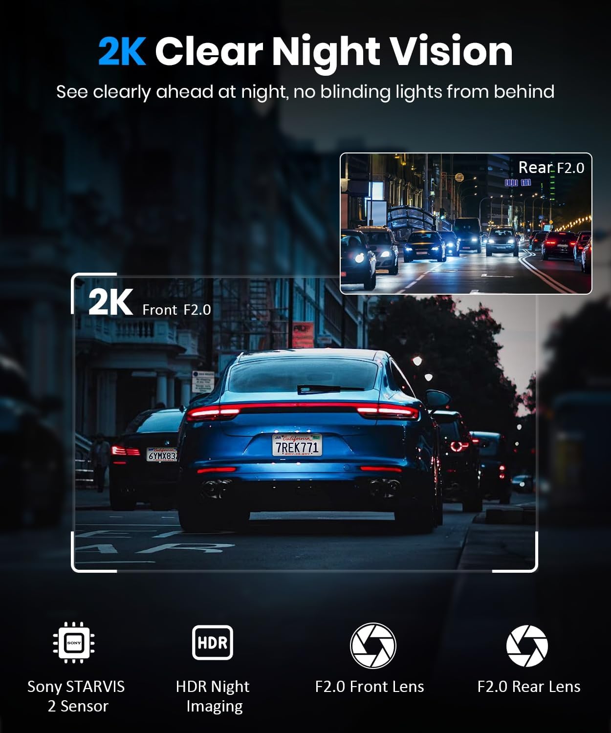 AUTO-VOX T11 OEM Mirror Dash Cam w/CarPlay & Android 2K Front 