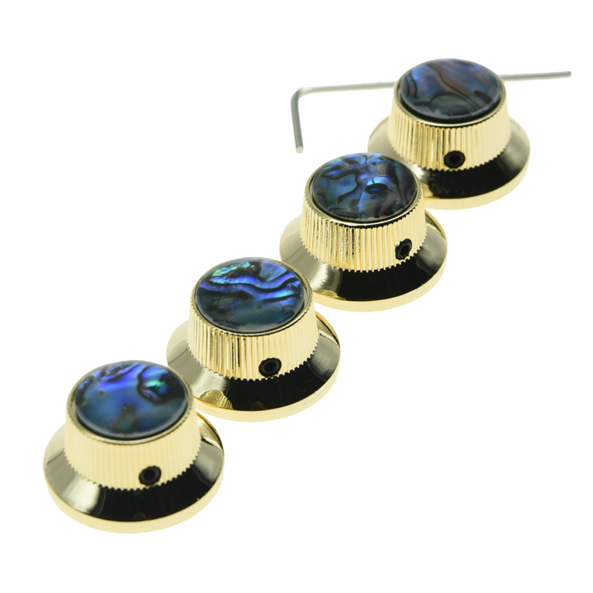 4Pack Gold Abalone Top Guitar Metal Top Hat Bell Knobs Fits 6mm Pots Set Screw eBay