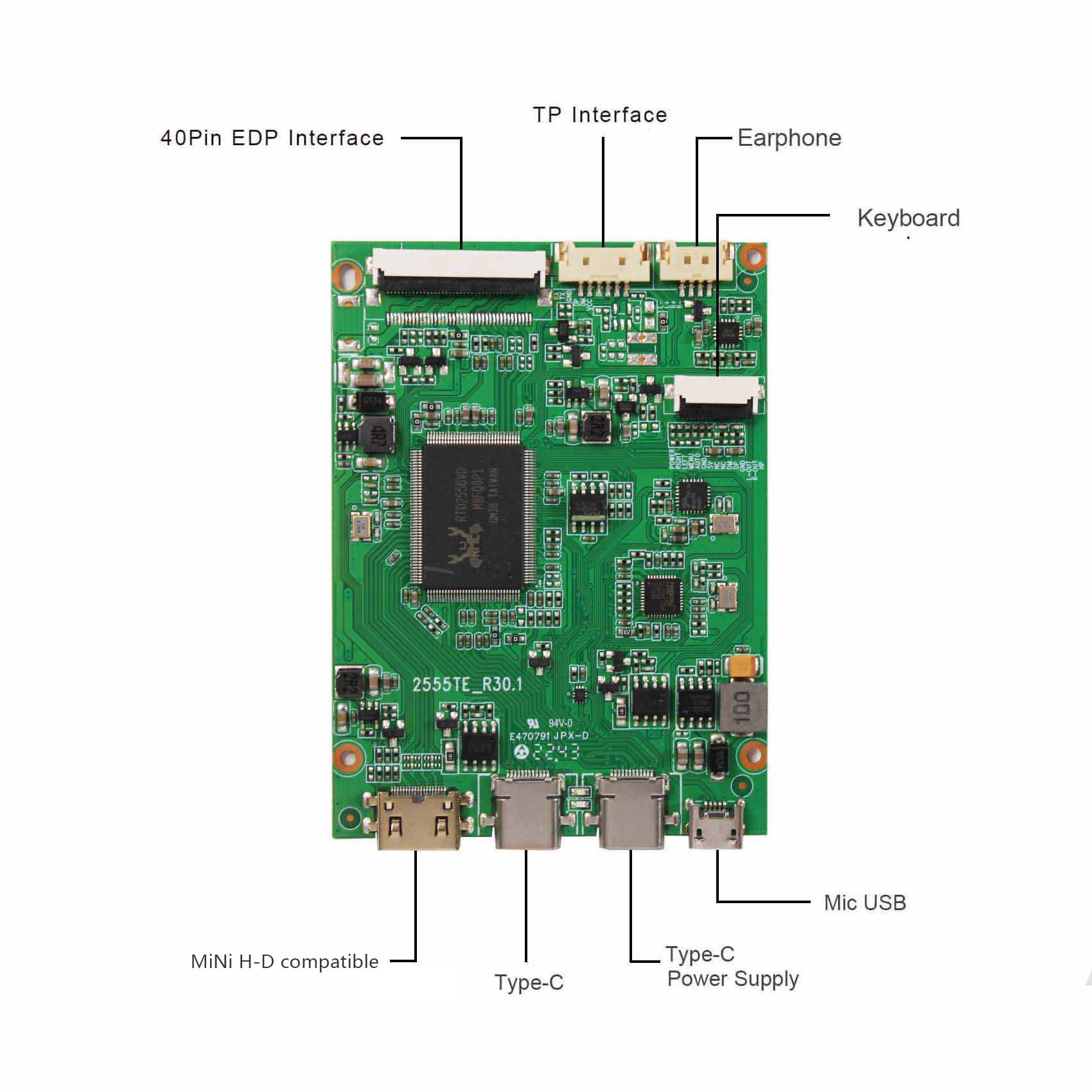Carte Contrôleur LCD 10.3 Pouces - Tactile Capacitif IPS 1920x720 - Type C - Neuf
