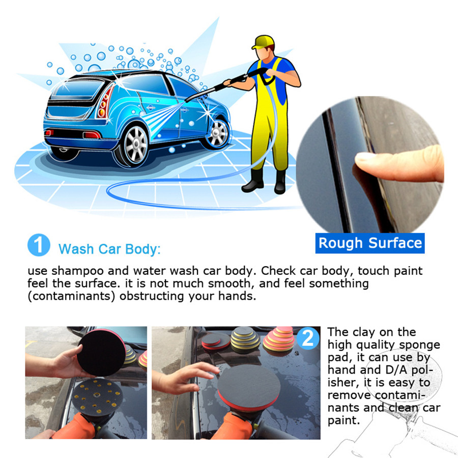 New 6" inch Clay Pad Car Washing Cleaning Polishing Sponge Disc Round