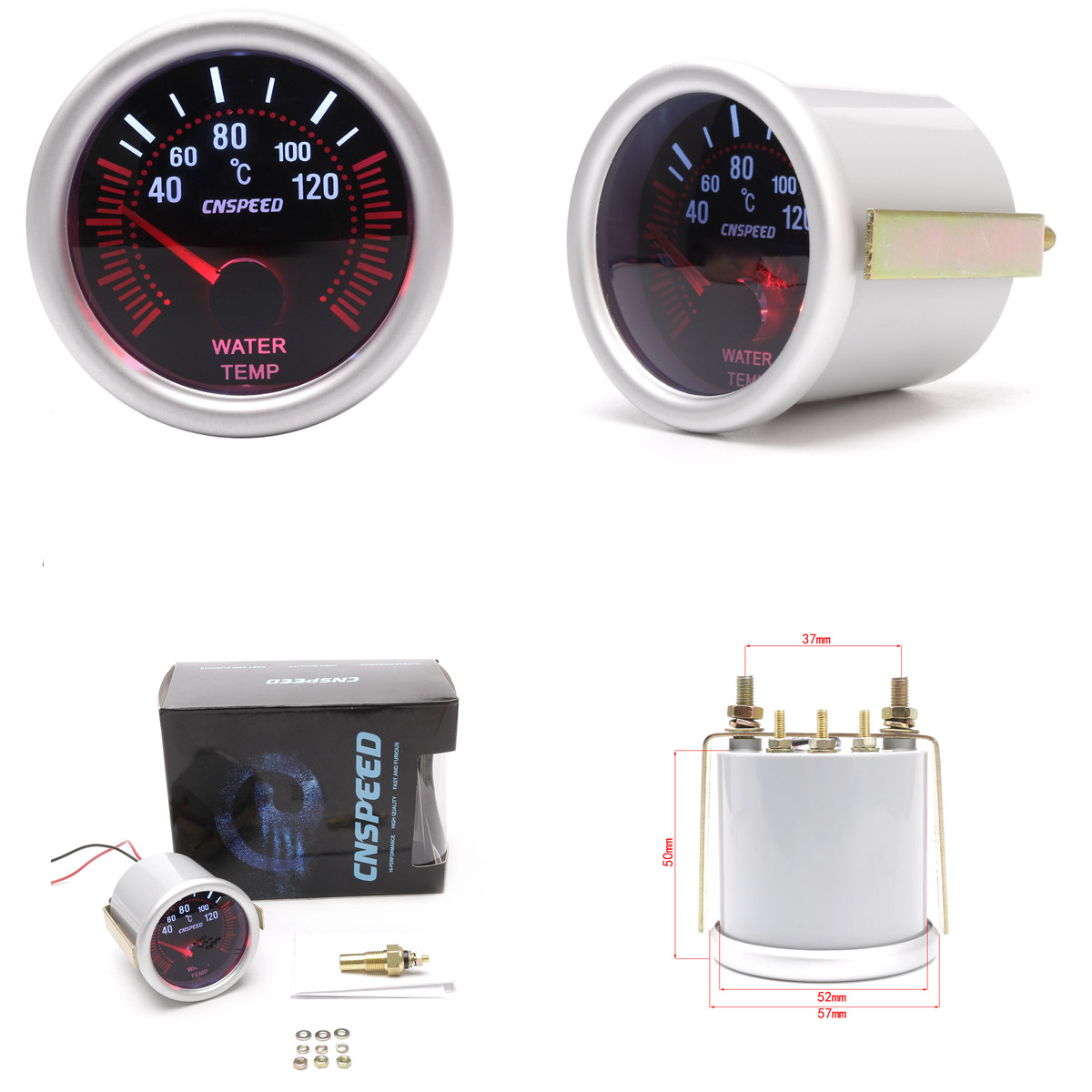 SING F LTD 2 inches White LED Car Water Temperature Gauge Meter Dials 40-120
