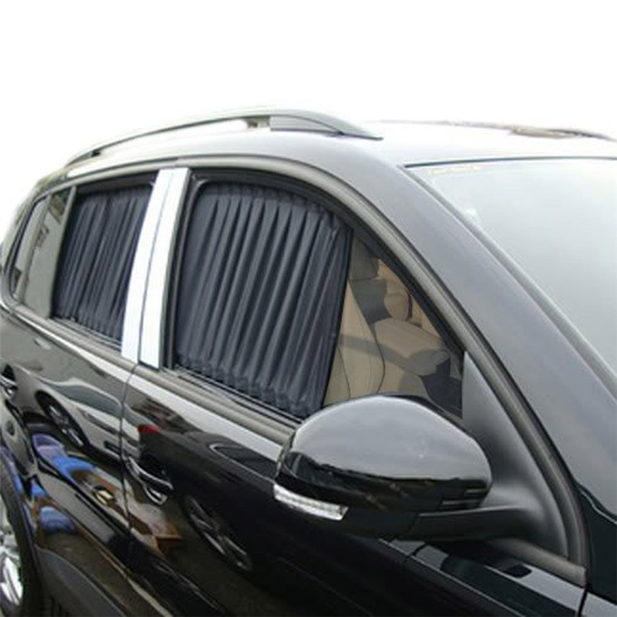2*50L Adjustable Car Side Window Sunshade Interlock Metal Rails Curtain