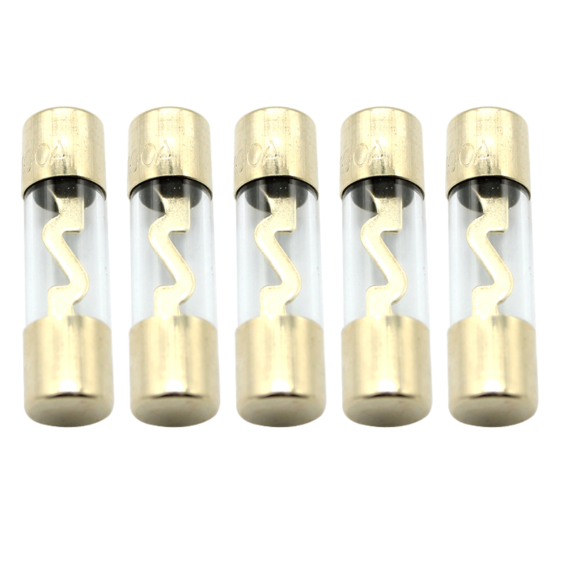 5PACK 100 AMP AGU FUSE FUSES NICKEL PLATED ROUND GLASS FUSE