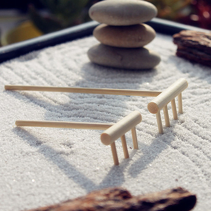 Bamboo Rakes Meditation Relaxation Hand Crafted Zen Garden Set Tools