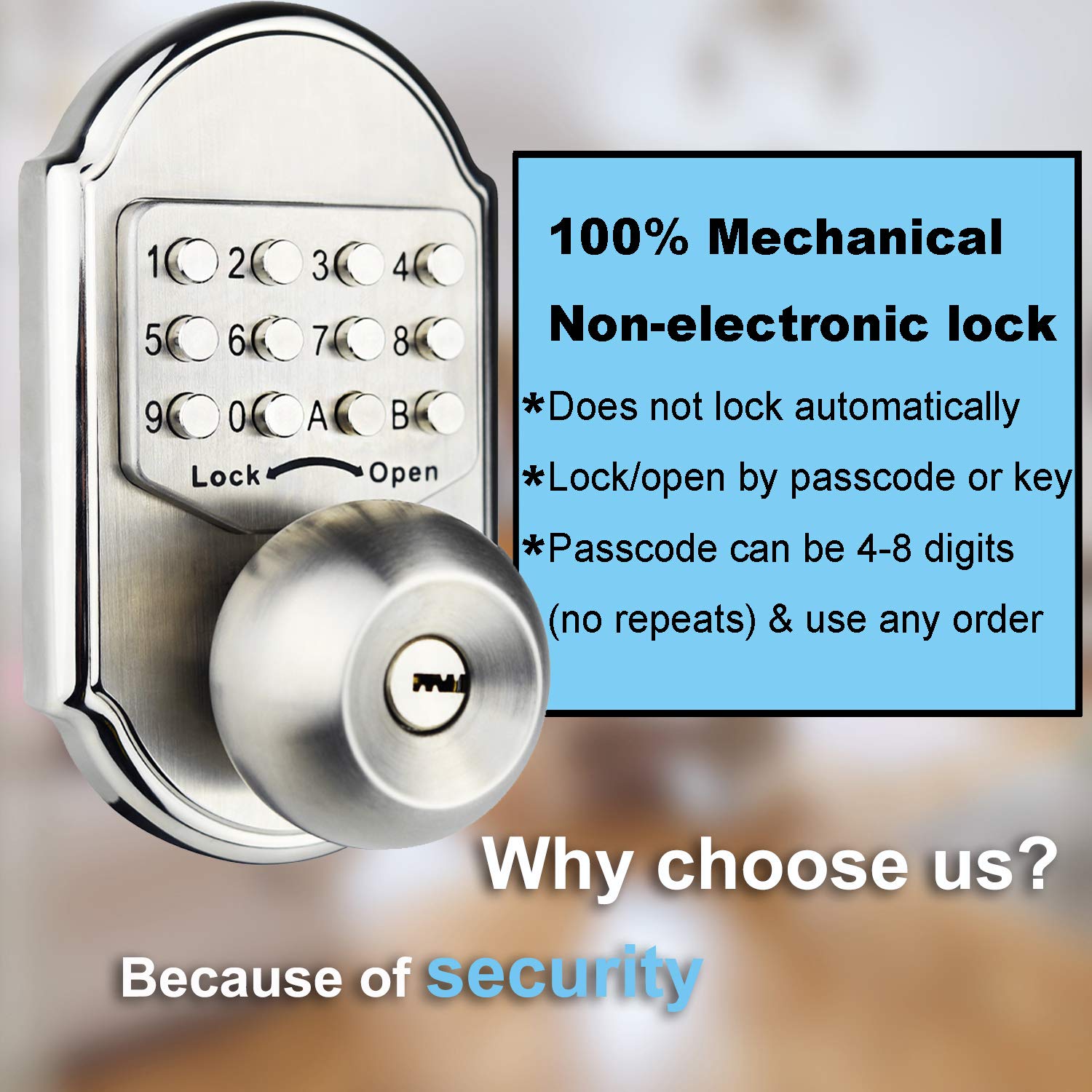 Local Back Lock Deadbolt With Passcode And Key Mechanical Keyless Entry Deadbolt Lock ...