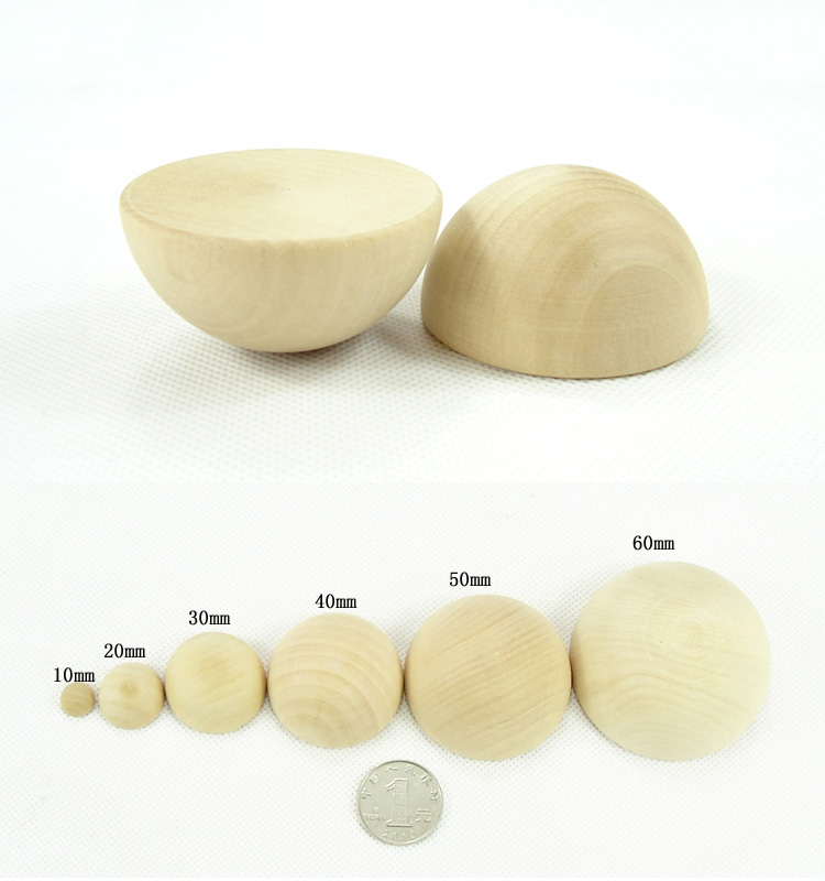 Natural Wooden Craft Half Balls//Spheres Wood Semi-circle Semicircle Dia 10-75mm