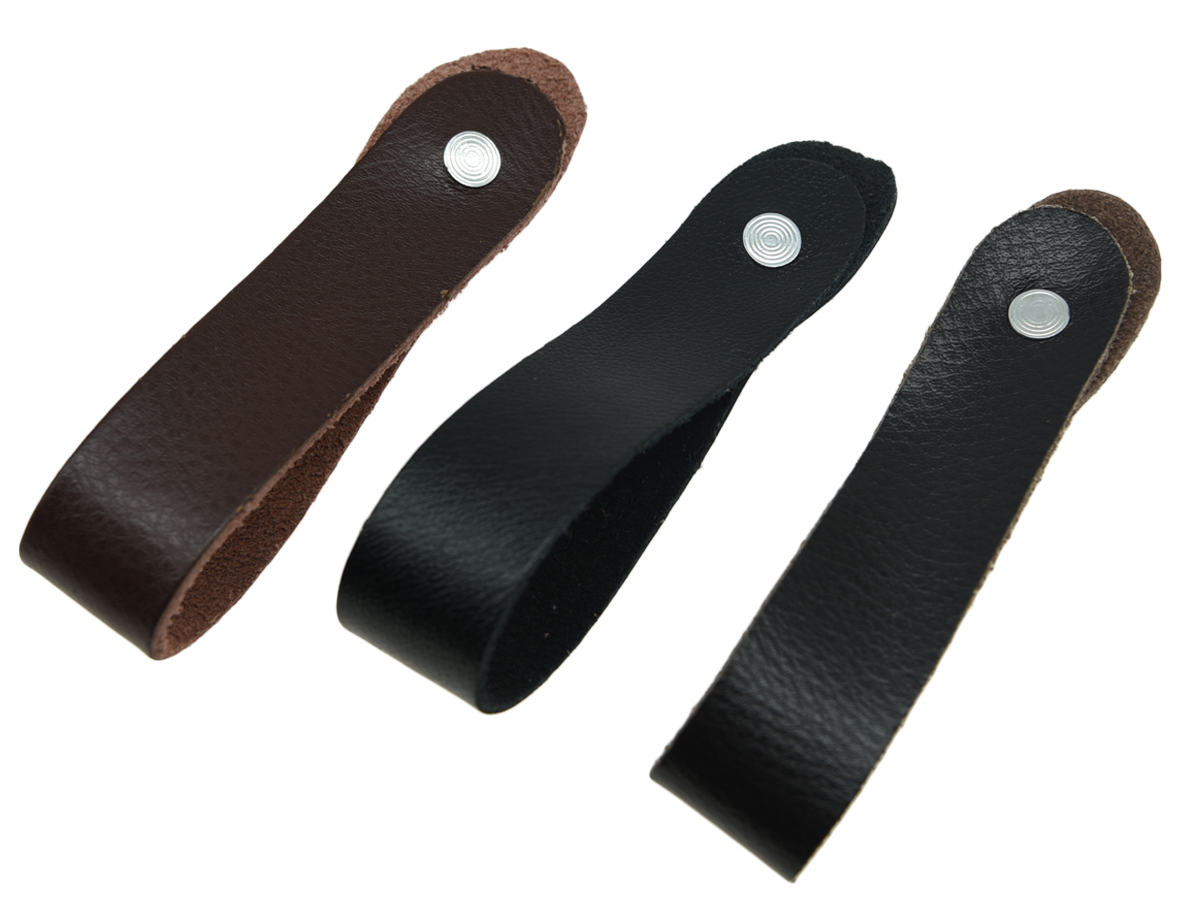 Pack of 3 Real Leather Strap Hook w/ Button for Accoustic Classical