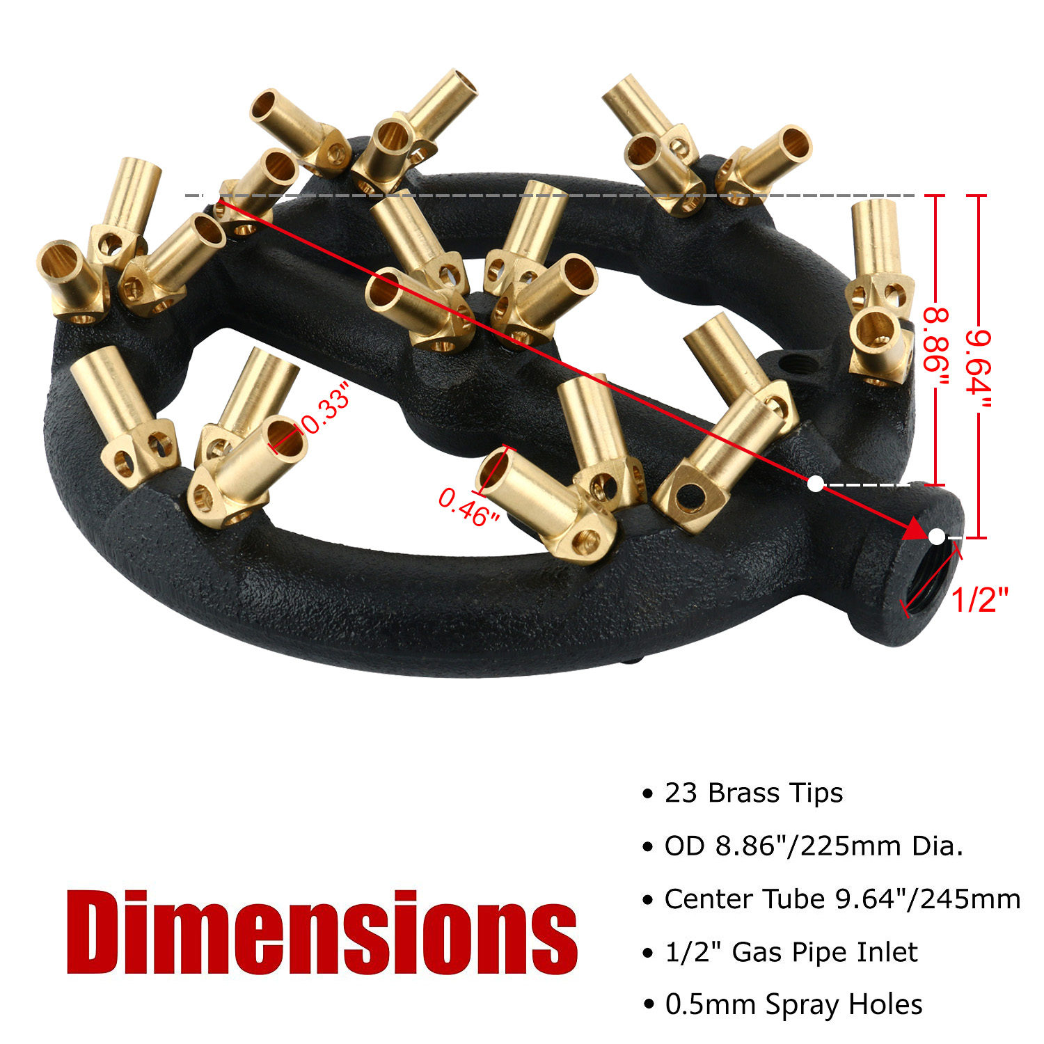 Propane Gas Jet Burner Cast Iron 100,000 BTU 23 Tip Burner For Chinese