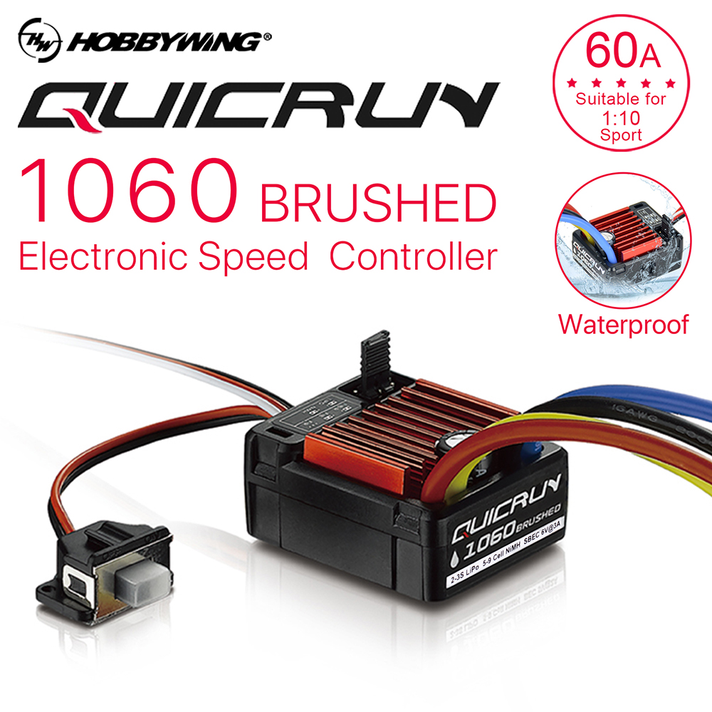 HOBBYWING QuicRun 1060 ブラシ付きESC 60A 2個 HobbyWing QuicRun 60A / 25A Brushed Waterproof ESC For 1/10 1/18 1
