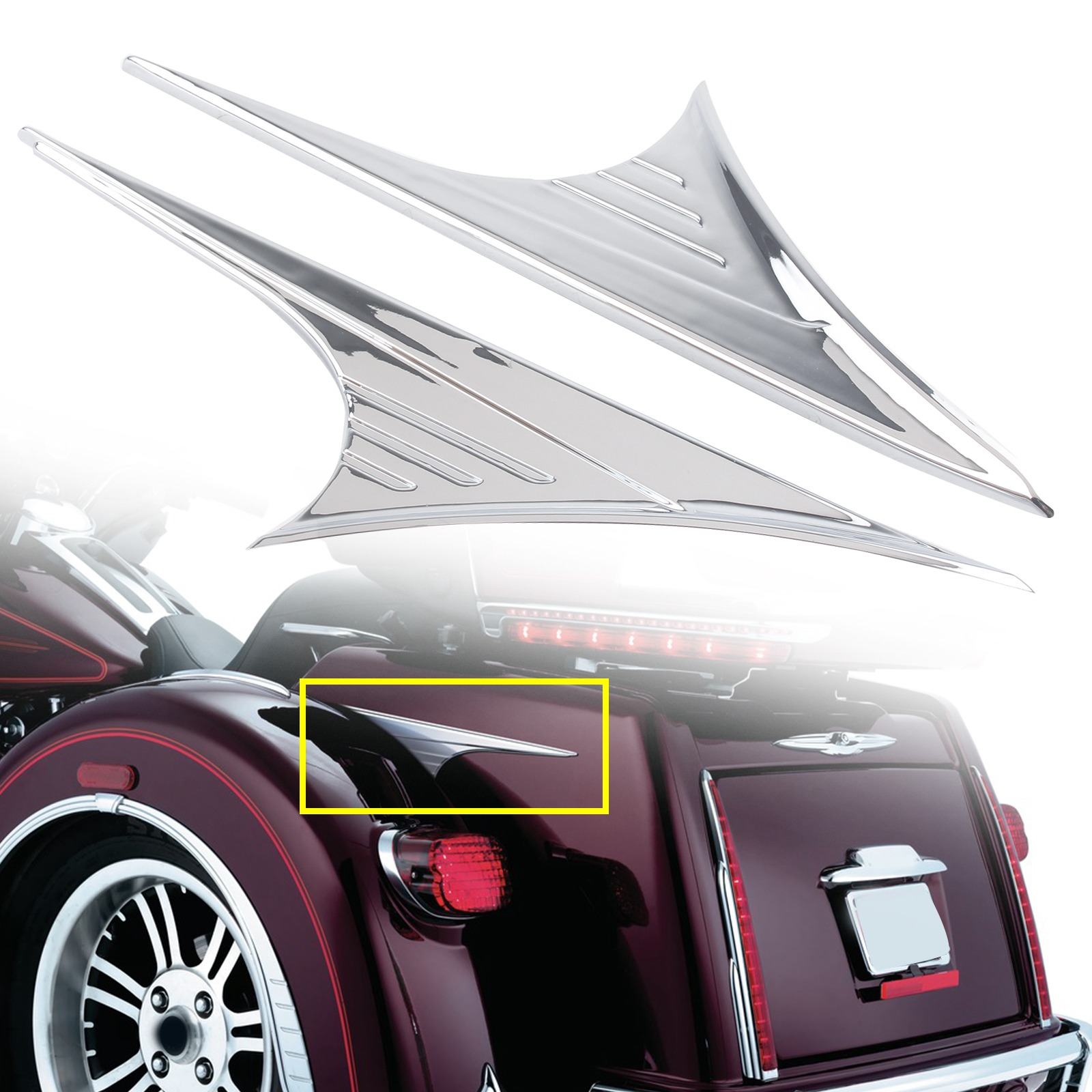 Chrome Motorcycle Rear Trunk Side Accents Trim For