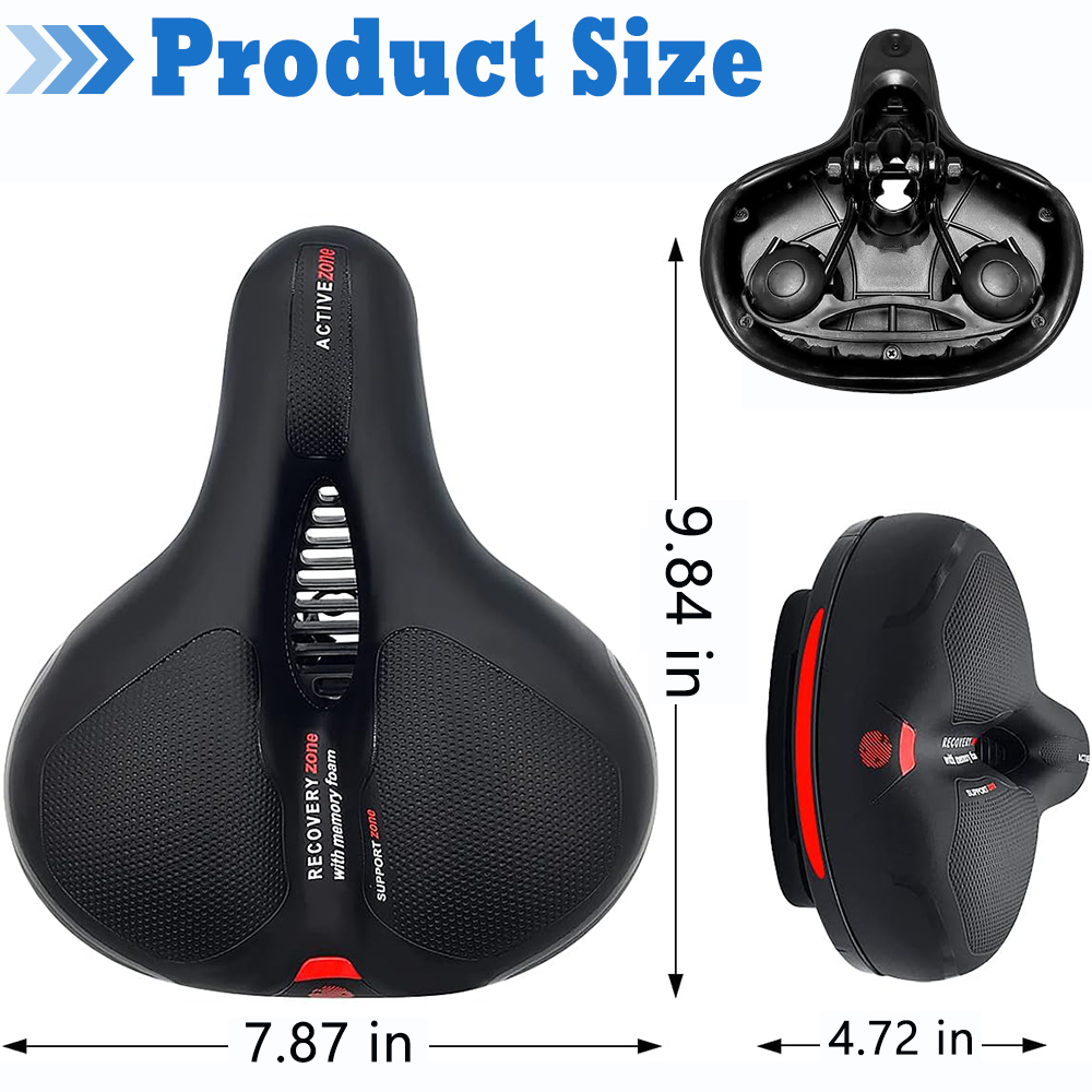 🍑 VARUN Extra Wide Big Bum Bike Seat – Gel Cushion, Sporty Soft Comfort Pad – Red – Universal MTB / Road Bike