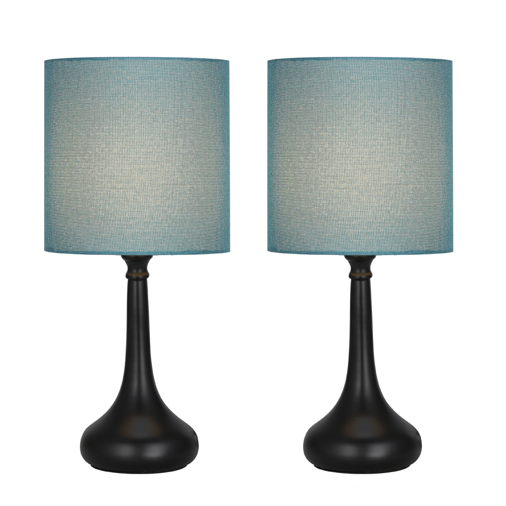 Haitral Sand Nickel Table Lamps Set Of 2 Mini Basic Bedside Desk Lamps Black Lamp Shade