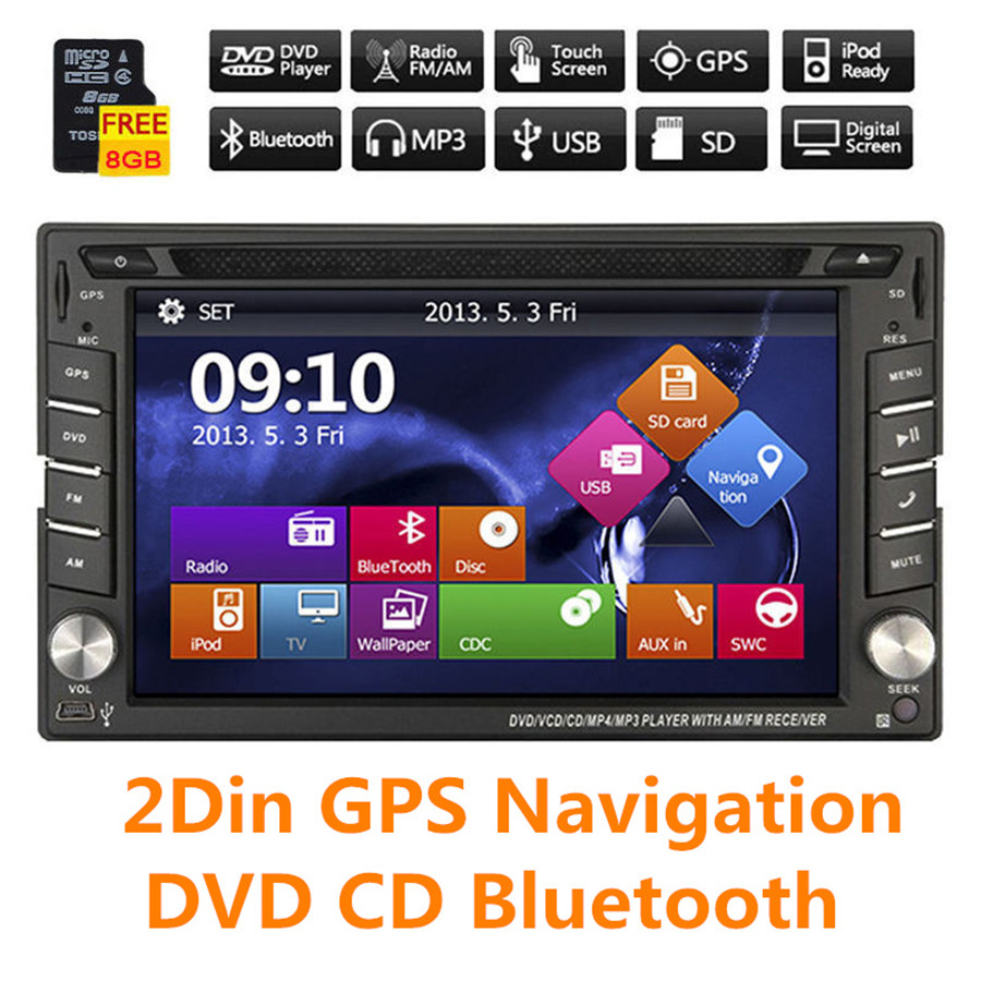 6 2 2din Hd Gps Navigation Car Stereo Dvd Player Blueteeth Am Fm