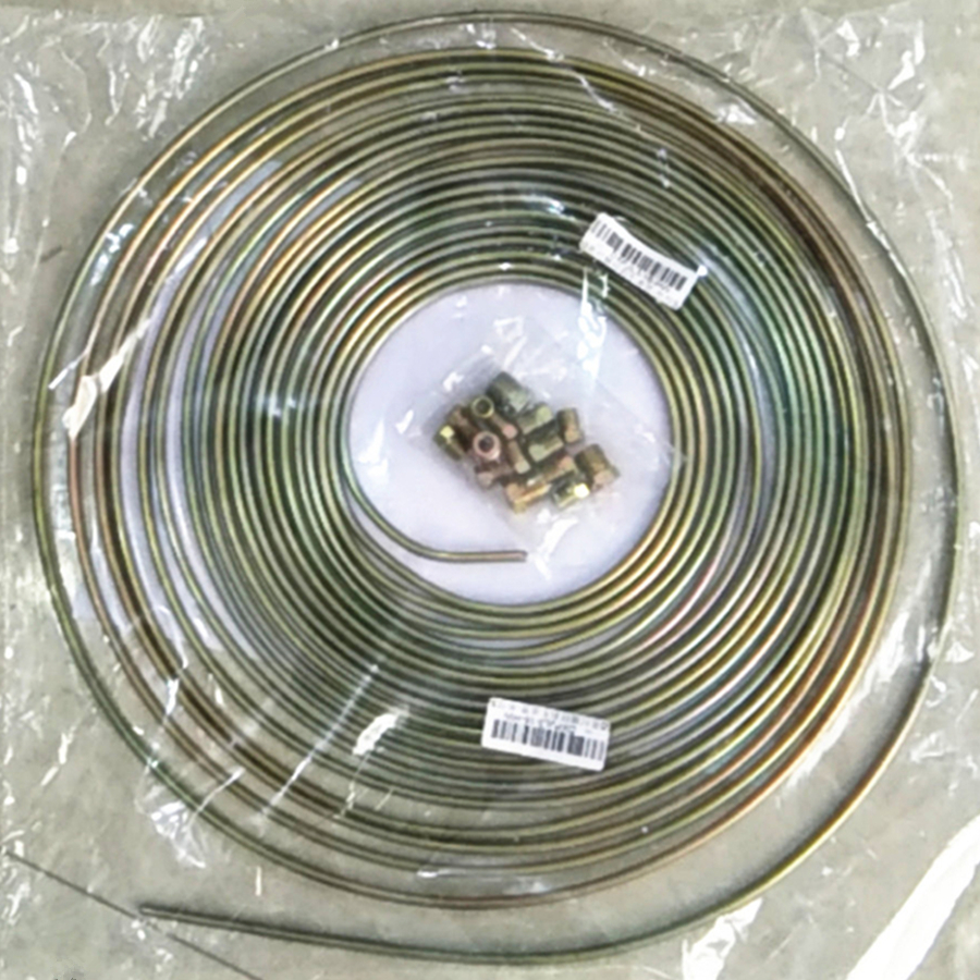 Zinc Steel Auto Brake Line Tubing Kit 3/16'' OD 25 Ft / Roll w/ 16Pcs