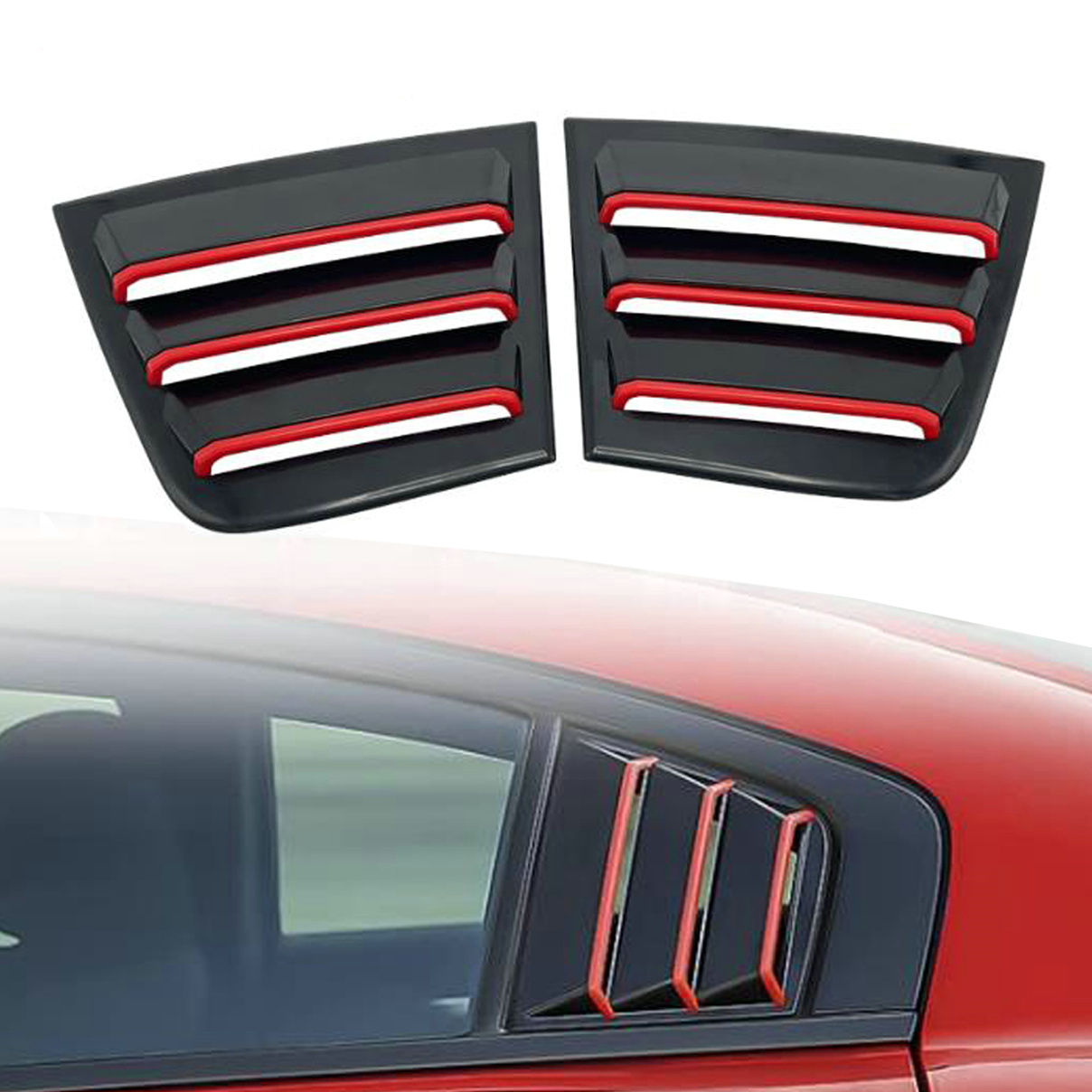 CEBAT Rear Side Window Louvers Air Vent Scoop Sun Shade Shutter Panel Cover Auto Exterior Decoration Trim Accessories For Nissan Sentra 2020 2021 2022 2023 2024 Bright Black
