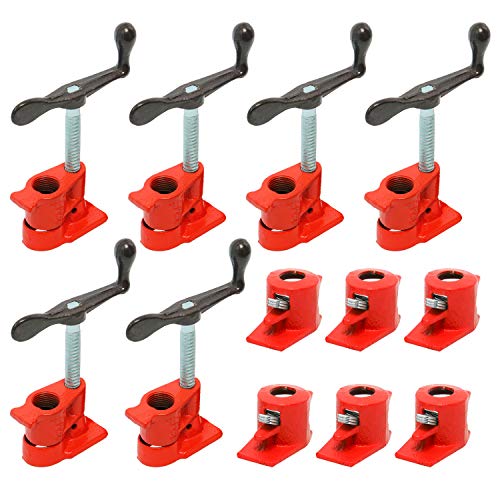 6pcs 1/2" Wood Gluing Pipe Clamp Set Heavy Duty Woodworking Cast Iron Unique NEW