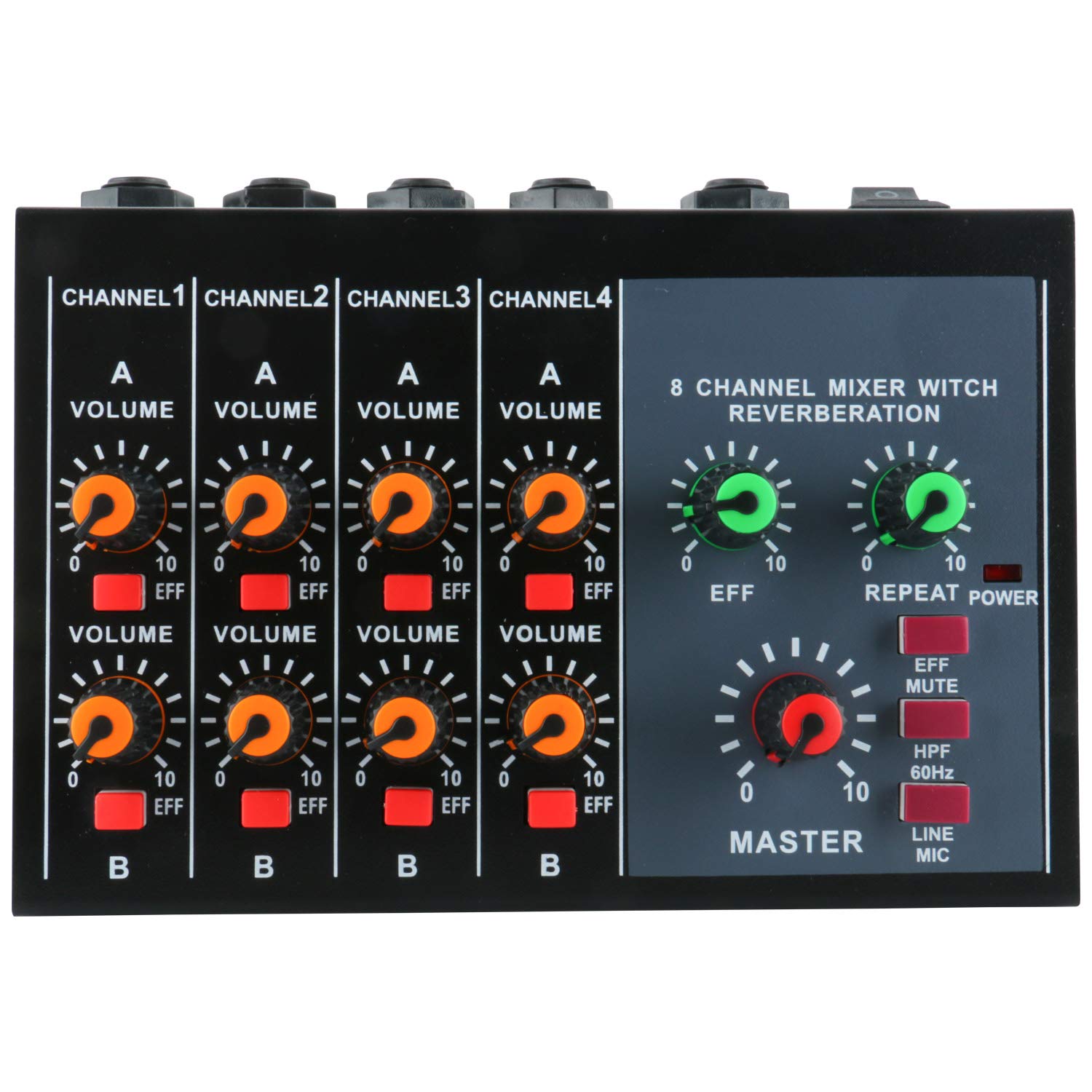 Microphone Mixer 8 Channel Small Instrument Mono Input Stereo Output