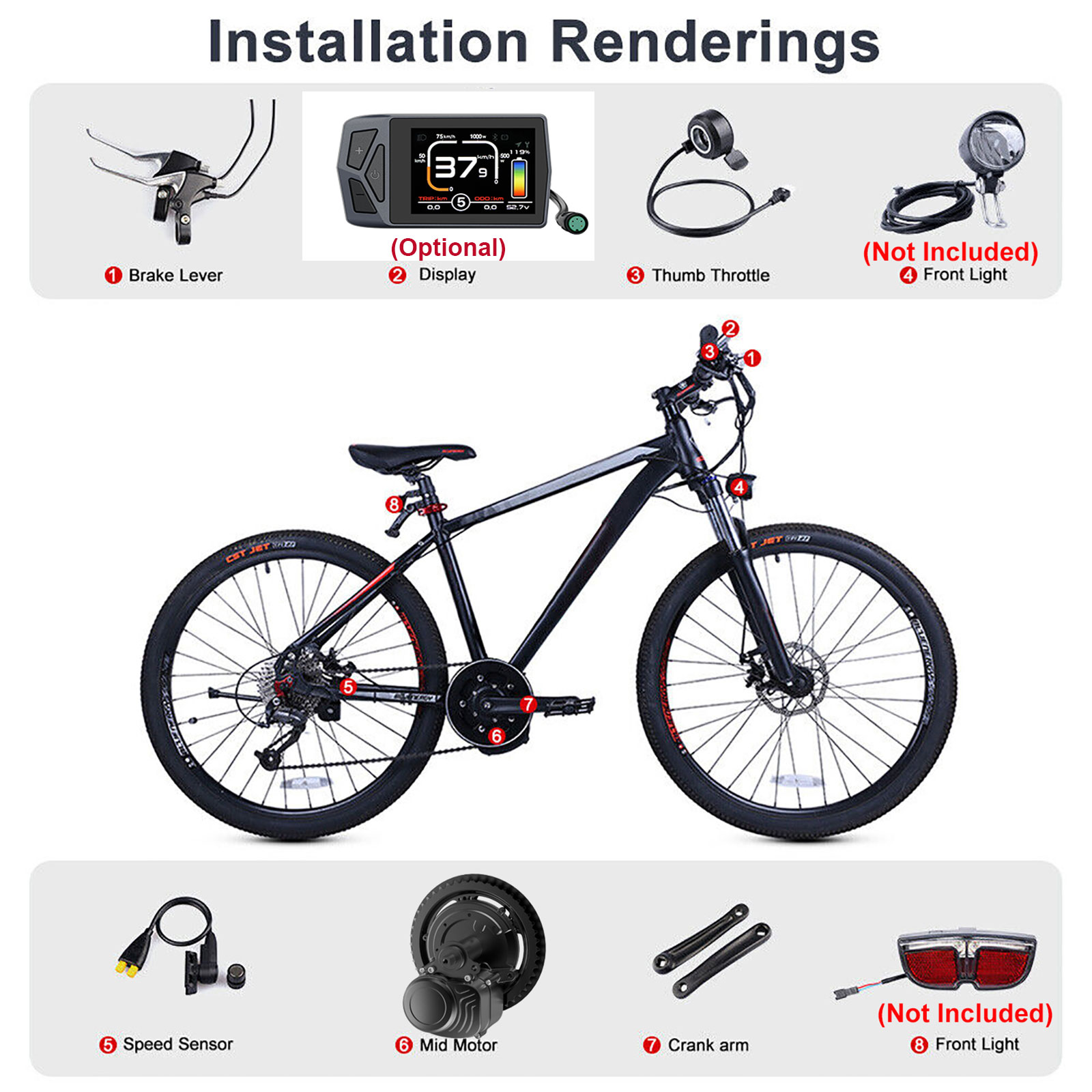 Tongsheng TSDZ2B 48V500W DIY Ebike Mid Drive Motor Torque