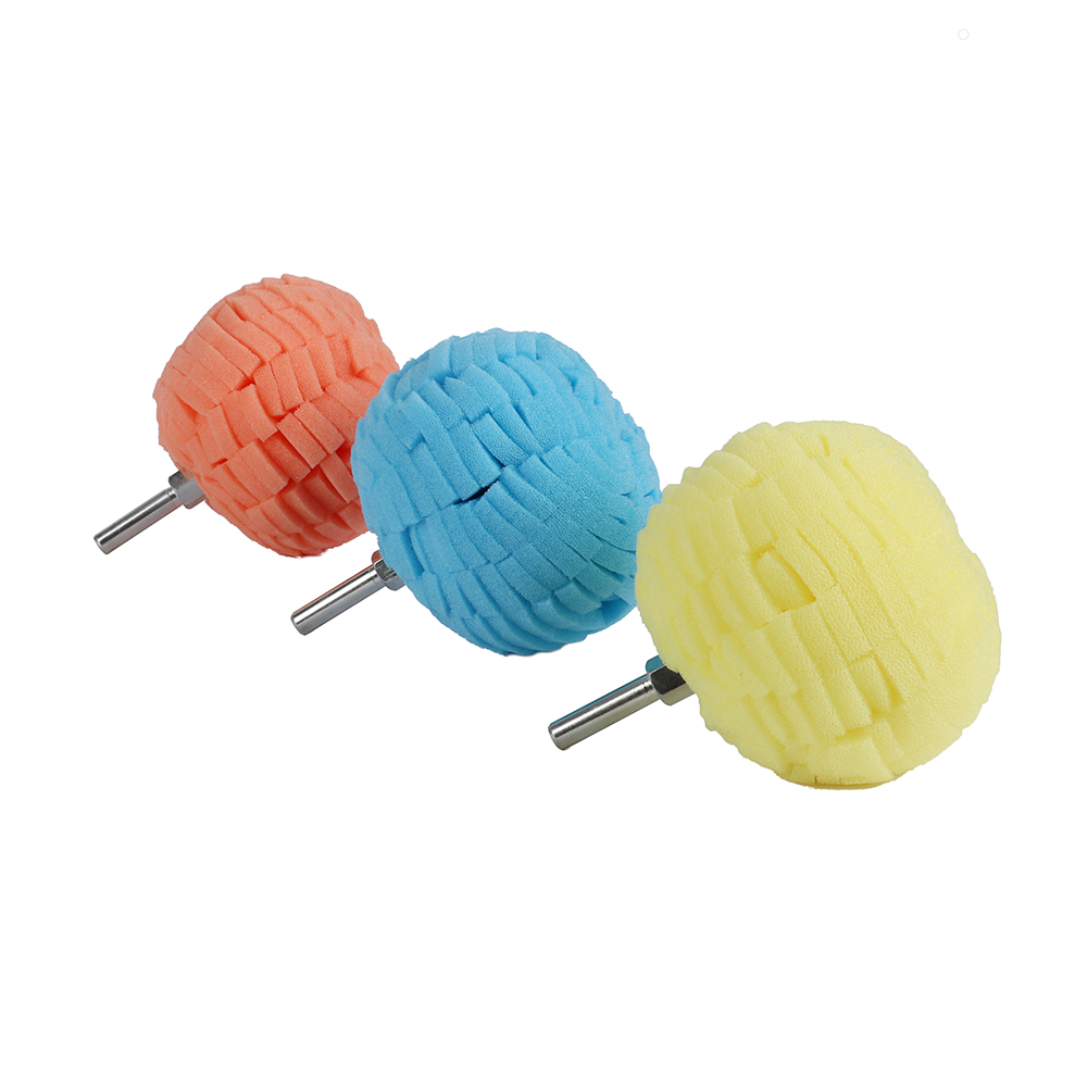 3Pcs Sponge Wheel Round Metal Polishing Foam Pad Car Surface Wash Hub Care Drill