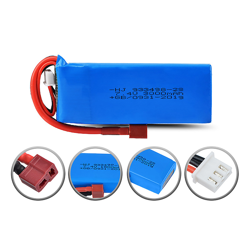 7.4V 3000mAh Lipo Battery 2S for Wltoys 124016 124017 124018