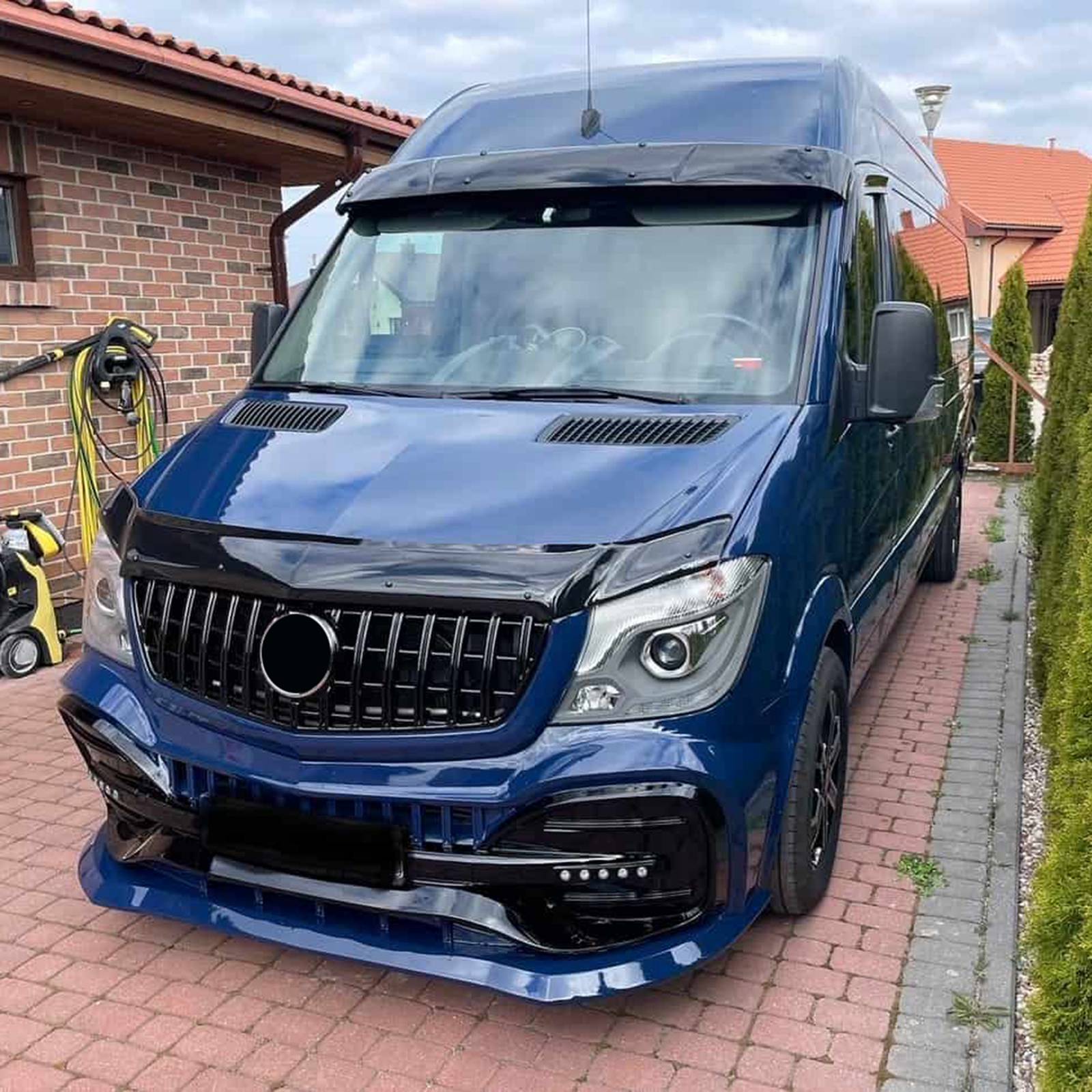 Kühlergrill Glanz Schwarz GT Panamericana Grill Passend Für Mercedes-Benz Sprinter W906 Vorfacelift Bj. Bis 08.2013,Kühlergrill & Gitter