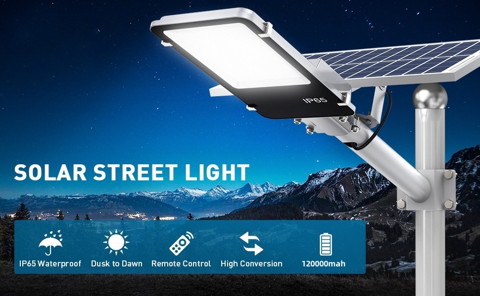 8000W Commercial Solar Street Light - Dusk To Dawn, Super Bright LED, Remote Control