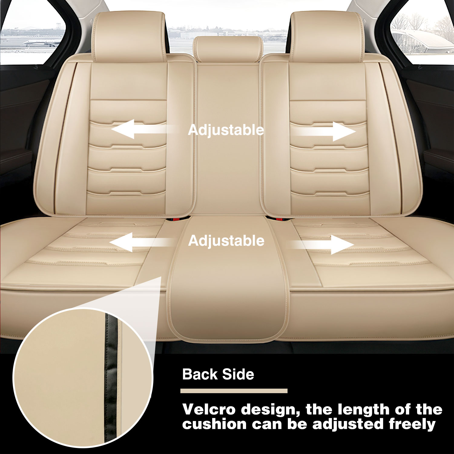 5-Seats Car Seat Covers Protector Front Rear Full Set PU Leather Accessories
