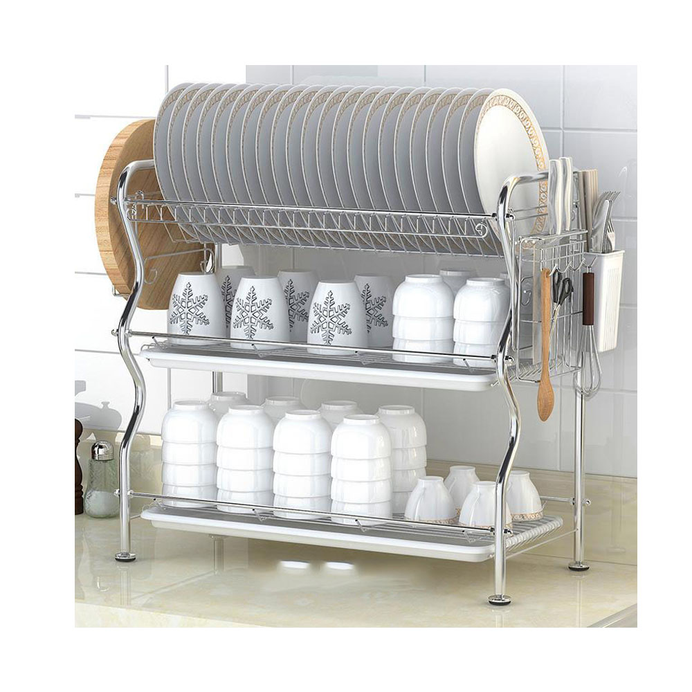 Details About 3 Tier Dish Drying Rack Stainless Steel Over The Sink Kitchen Dish Drainer Rack